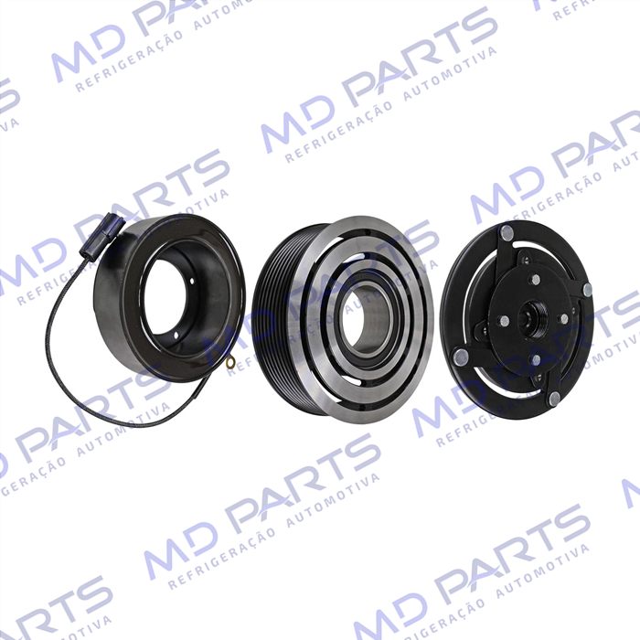 Conjunto de Embreagem do Compressor Denso 10P15 Caminhão Mercedes Benz Accelo/ Axor 2638/ Volkswagen Constellation - 24 Volts Polia 8pk 123mm