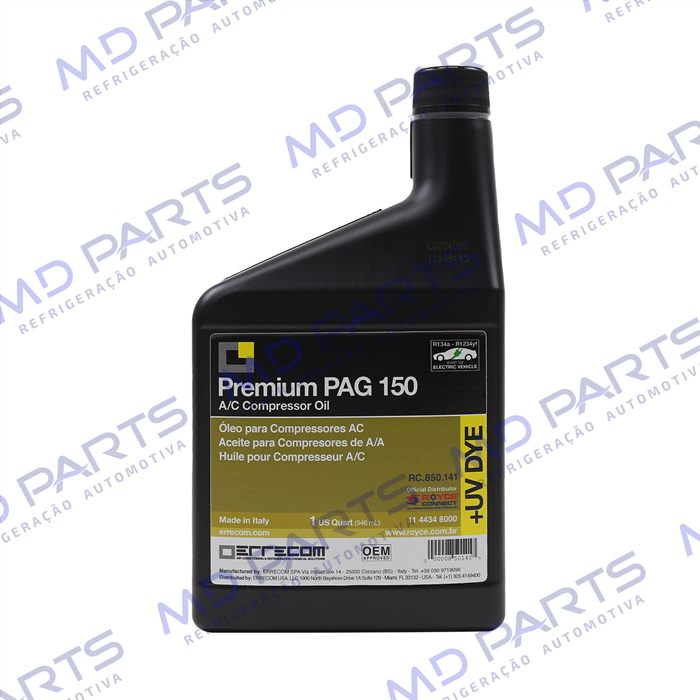 Óleo para Compressor ERRECOM R134a PAG 150 com Contraste Ultravioleta 946ml