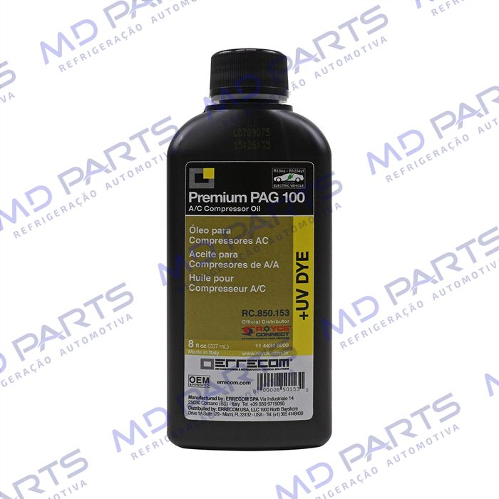 Óleo para Compressor ERRECOM R134a PAG 100 com Contraste 237ml